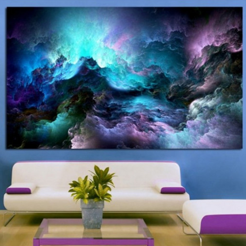 Πίνακας σε καμβά με διάστημα με πολύχρωμα σύννεφα